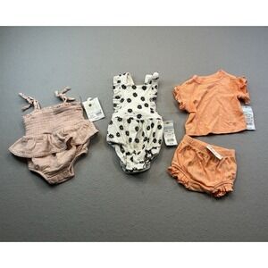 Cat & Jack / Cloud Island Baby Girl 0-3 Months Lot Of 3 Summer Outfits Rompers